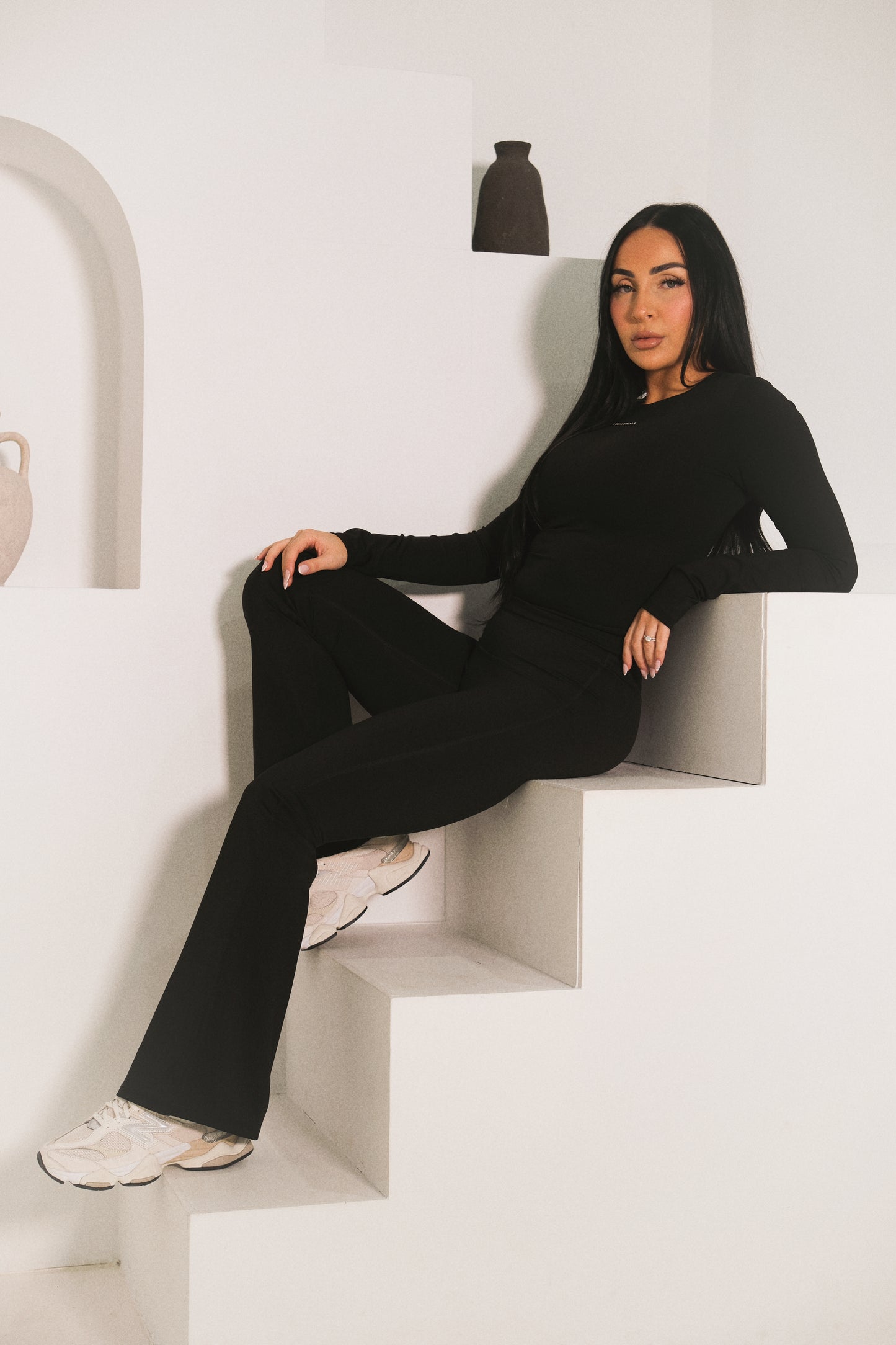 Black midnight flare pants