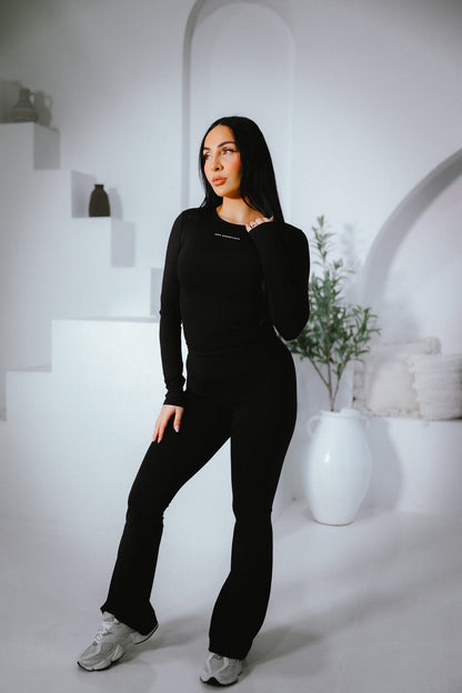 Black midnight flare pants